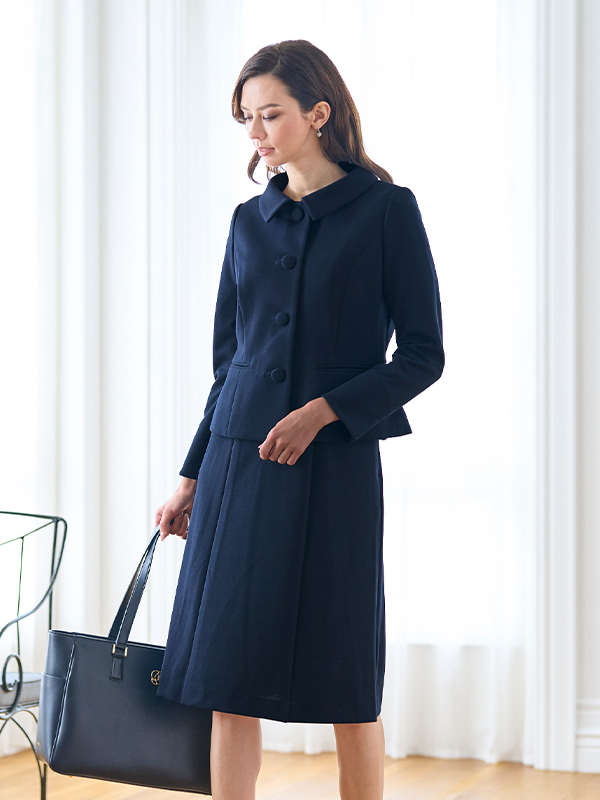 Double Jersey: Navy Double Jersey Four-Button Jacket