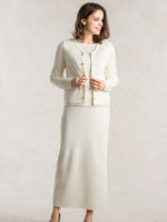Long Length: Milky White Knit Long Skirt