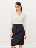 Suit Friendly: Soy Milk X Pinstripe Docking Tuck Dress