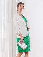 Emerald Green Square-Neck Side Gather Dress