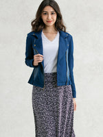 Indigo Stretch Denim Biker Jacket