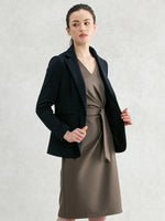 Navy Double Jersey Long Tailored Jacket