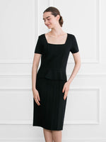 Washable Knit: Black Tacking Knit Dress