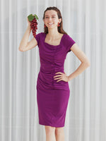 Grape Square Neck Side Gather Dress