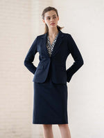 Navy Cotton-Blend Poncho Tailored Jacket