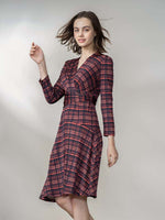 Red Tartan Check Wrap Dress