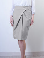 Stretch Jacquard: Stretch Jacquard Greige Design Tuck Skirt