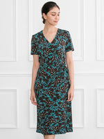 Chocolate Mint Leaf V-Neck Daily Dress