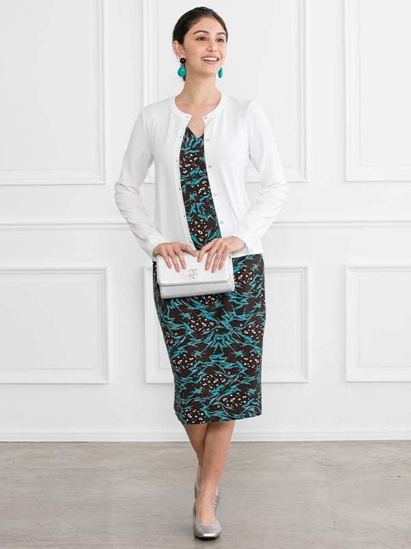 Chocolate Mint Leaf V-Neck Daily Dress