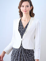 Smart Stretch White Button Bolero Jacket