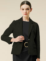 Jacquard: Jacquard Black Tailored Jacket