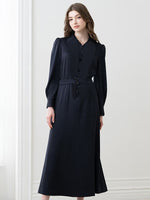 Stretch Satin: Navy Long Princess Dress