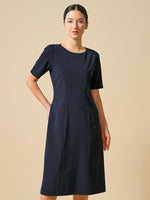 Smart Stretch: Dark Navy A-Line Dress