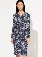 Navy Bella Venus Dress with anti-static petticoat, floor-length with full skirt.