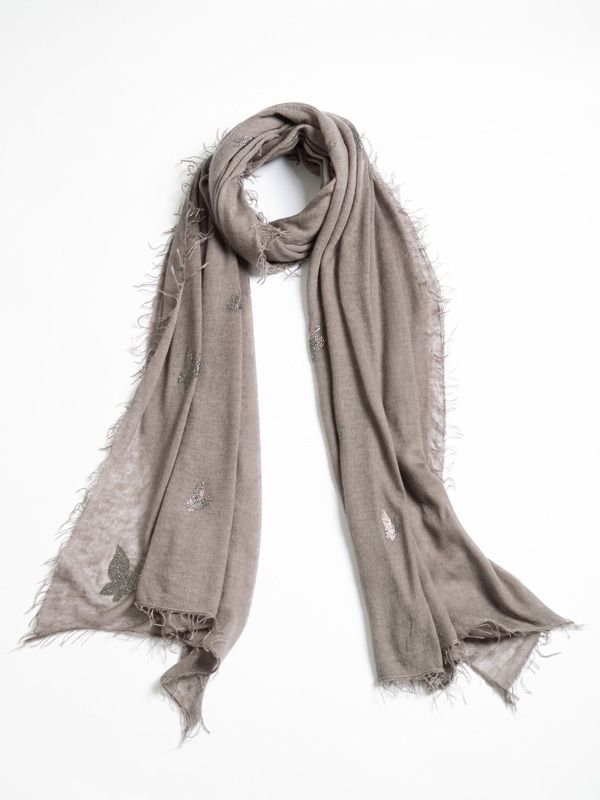 Mouse Grey Cashmere Butterfly Scarf