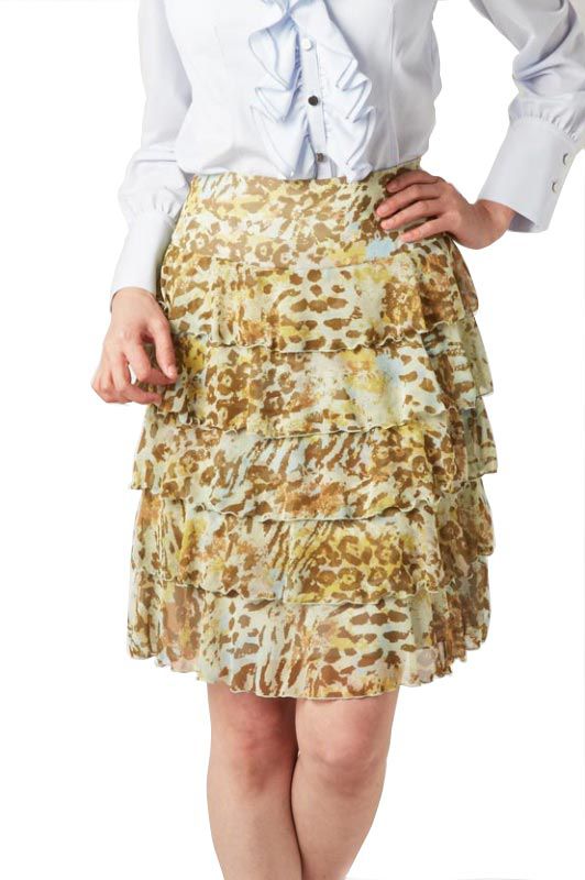 Spring Leopard Chiffon Frill Skirt