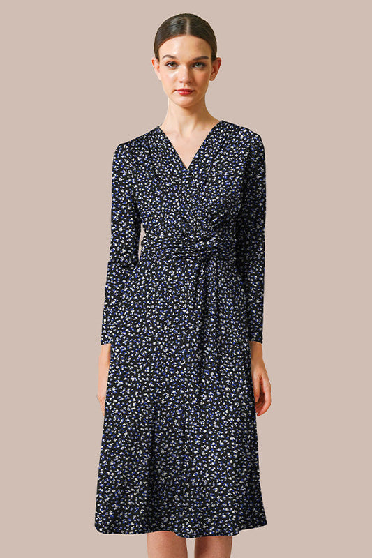 Stretch Jersey: Crystal Drop Mimolyn Dress with shimmering crystal embellishments on the neckline.