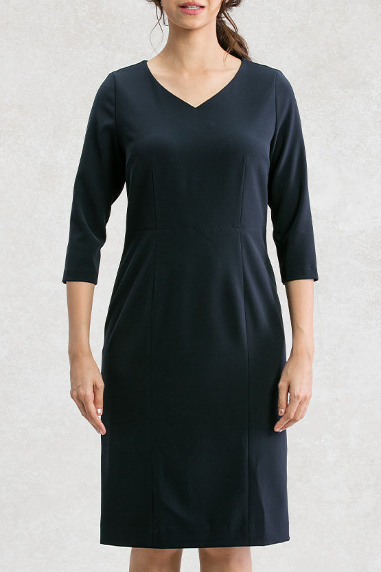 Double Jersey: Double Jersey White V-Neck I-Line Dress