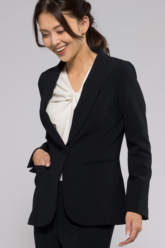 Navy Shawl Collar Long Jacket. A dark navy blue, long jacket with a draped shawl collar.