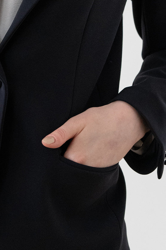 All-Season / No Lining: Smart Stretch Dark Navy Three-Pocket Tailored Jacket