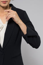 Navy Shawl Collar Long Jacket