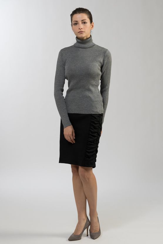 Stretch Jersey: Navy Dot Gathered Dress