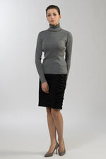 Stretch Jersey: Navy Dot Gathered Dress