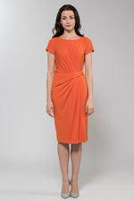 Italian Orange Short Sleeve Drape Dress