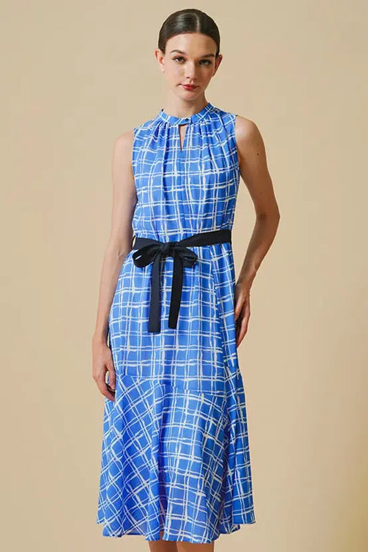 Stretch Chiffon Azure Lattice Long Mermaid Dress in a flowing azure blue, showcasing its elegant mermaid silhouette.