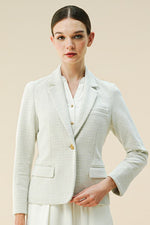 Jacquard: Jacquard White Tailored Jacket