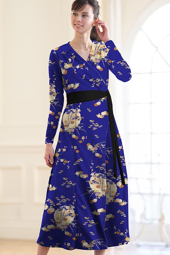 [Fleece lining] Moon viewing cache-coeur ribbon dress (with antistatic petticoat)