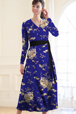 [Fleece lining] Moon viewing cache-coeur ribbon dress (with antistatic petticoat)