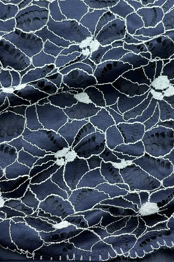 Stretch Lace: Navy Blooming Lace Shirt Dress