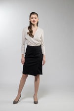 Black Lightweight Stretch Slit Skirt - Not Found