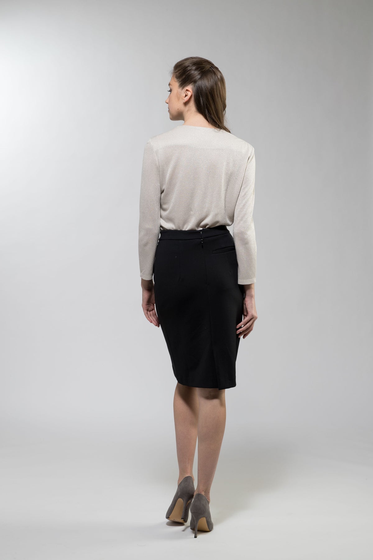 Black Lightweight Stretch Slit Skirt - Not Found