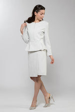 Embossed white peplum stretch jacket, sold out.