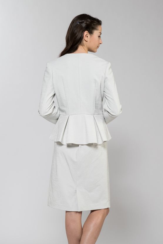 Embossed White Peplum Stretch Jacket - Sold Out