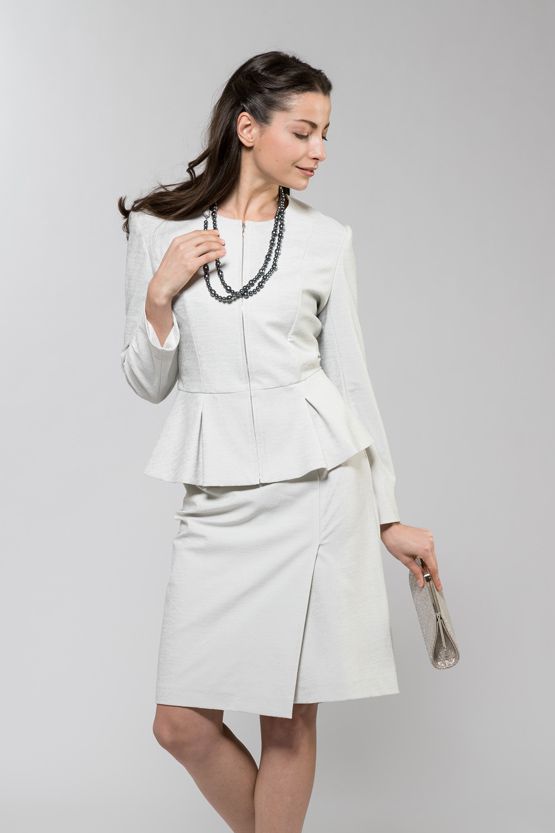 Embossed White Peplum Stretch Jacket - Sold Out