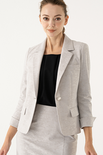 Stretch Jacquard: Stretch Jacquard Greige Ocean Four-Pocket Tailored Jacket