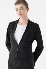 All-Season / No Lining: Smart Stretch Black Front Hook Collarless Jacket