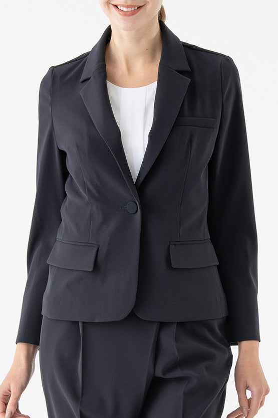 All-Season / No Lining: Smart Stretch Dark Navy Three-Pocket Tailored Jacket