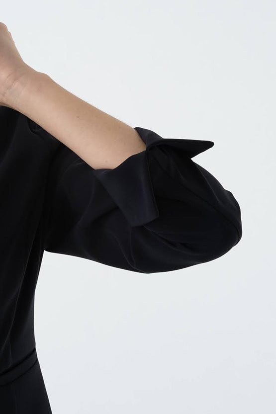 All-Season / No Lining: Smart Stretch Black Front Hook Collarless Jacket