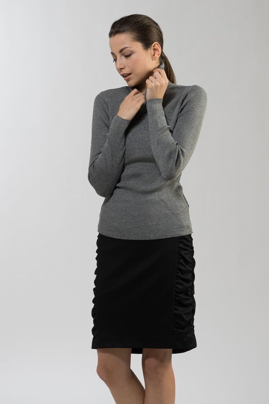 Stretch Jersey: Navy Dot Gathered Dress