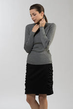 Stretch Jersey: Navy Dot Gathered Dress