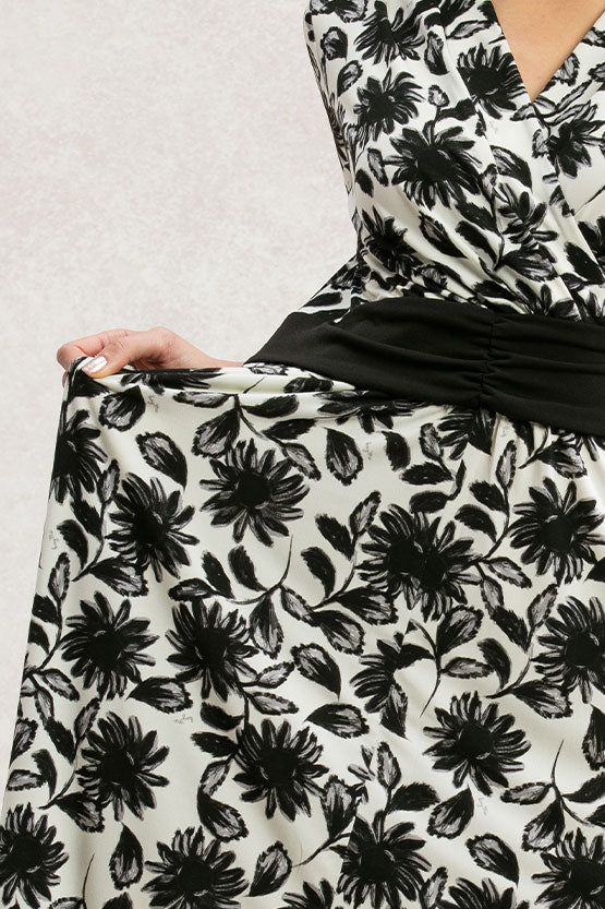 Black Gerbera Marilyn Dress