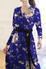 [Fleece lining] Moon viewing cache-coeur ribbon dress (with antistatic petticoat)