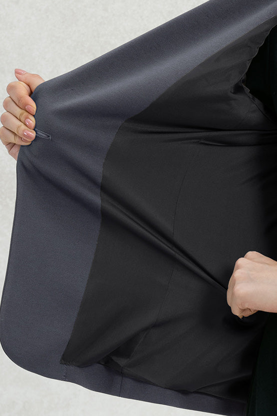 Double Jersey Blue-Gray Long Tailored Jacket
