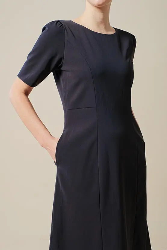 Smart Stretch: Dark Navy A-Line Dress