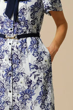 Stretch Chiffon: Stretch Chiffon Ai Hotaru Bowtie Shirt Dress