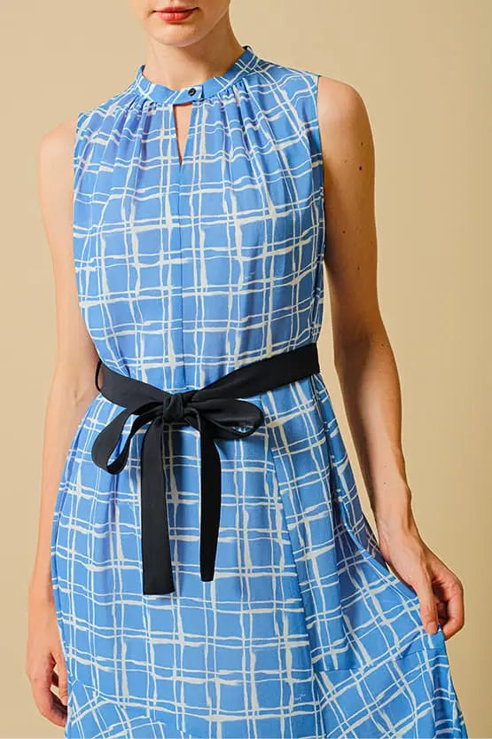 Stretch Chiffon: Stretch Chiffon Azure Lattice Long Mermaid Dress